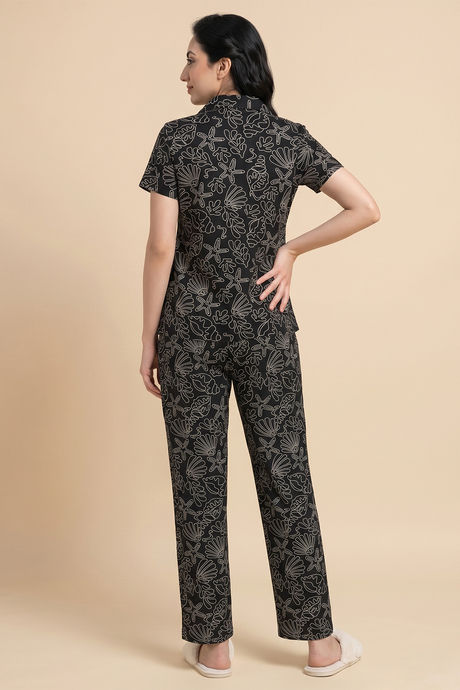 Zivame Knit Cotton Pyjama Set - Black Beauty — image 2